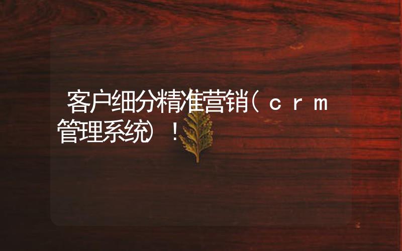 客戶細分精準營銷(crm管理系統(tǒng))